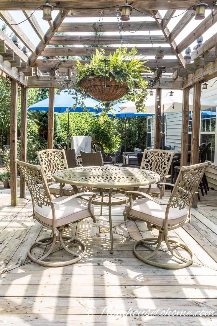 Oversized Round Table with Hanging Ferns