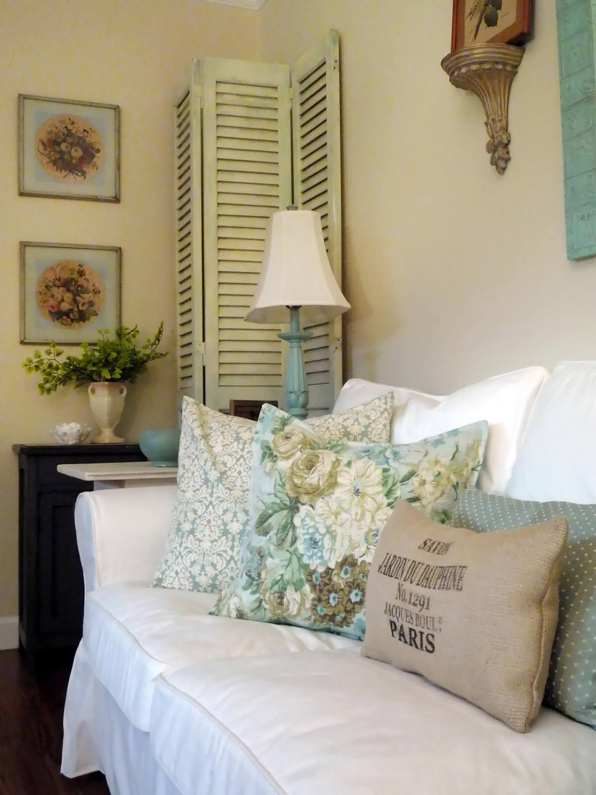 Blue and White Room with Soft Cushions