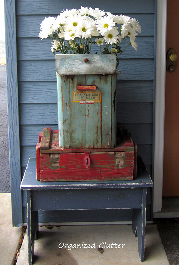 Upcycled Containers with White Daisies