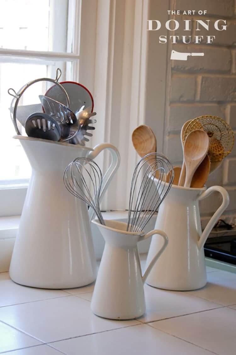 Use Graduated Pitchers for Utensils