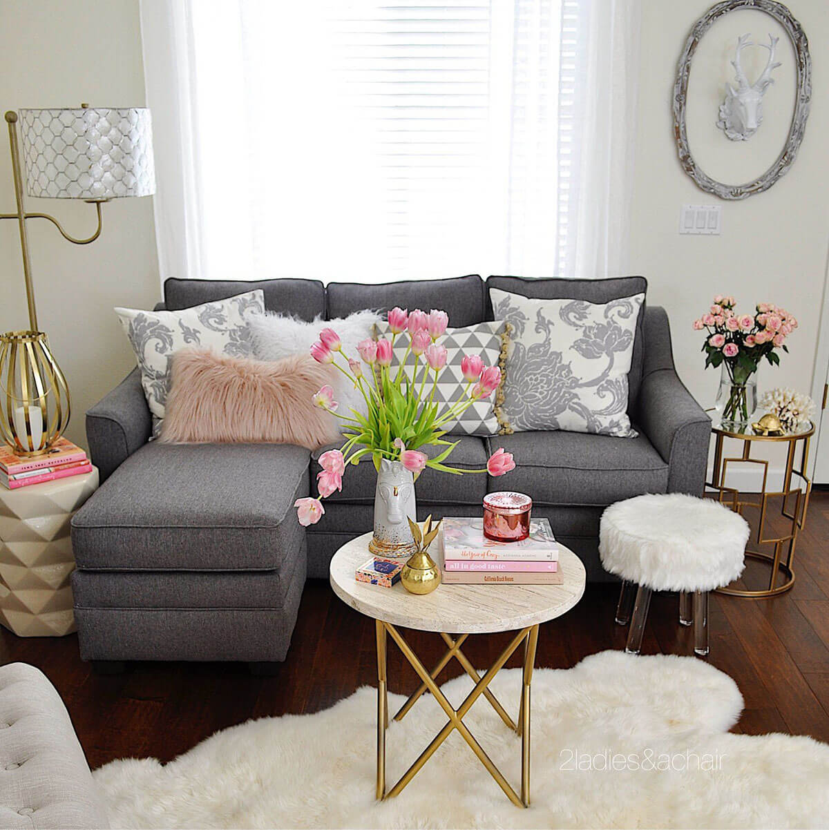 Gray Chaise Sofa with Plump Cushions