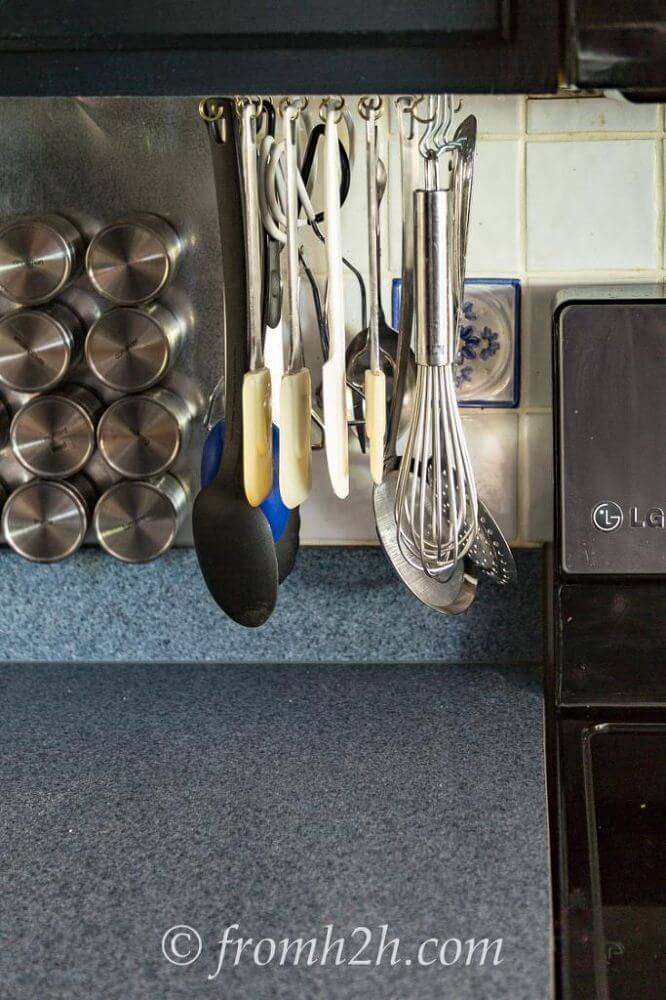 Use Cup Hooks to Hang Utensils