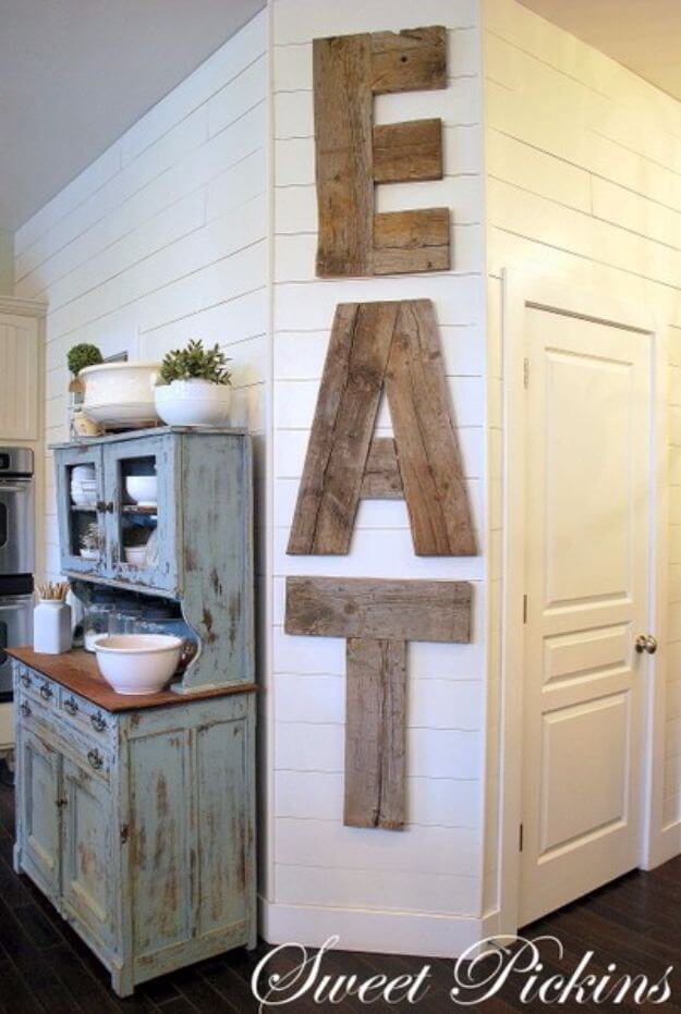 Letters in Lumber on the Wall