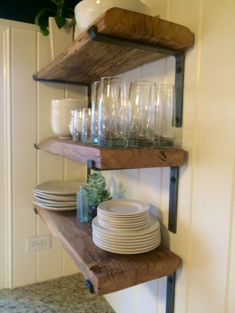 Tableware on Open Wood Shelving