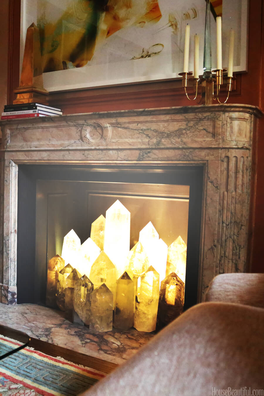 Glowing Quartz in the Fireplace