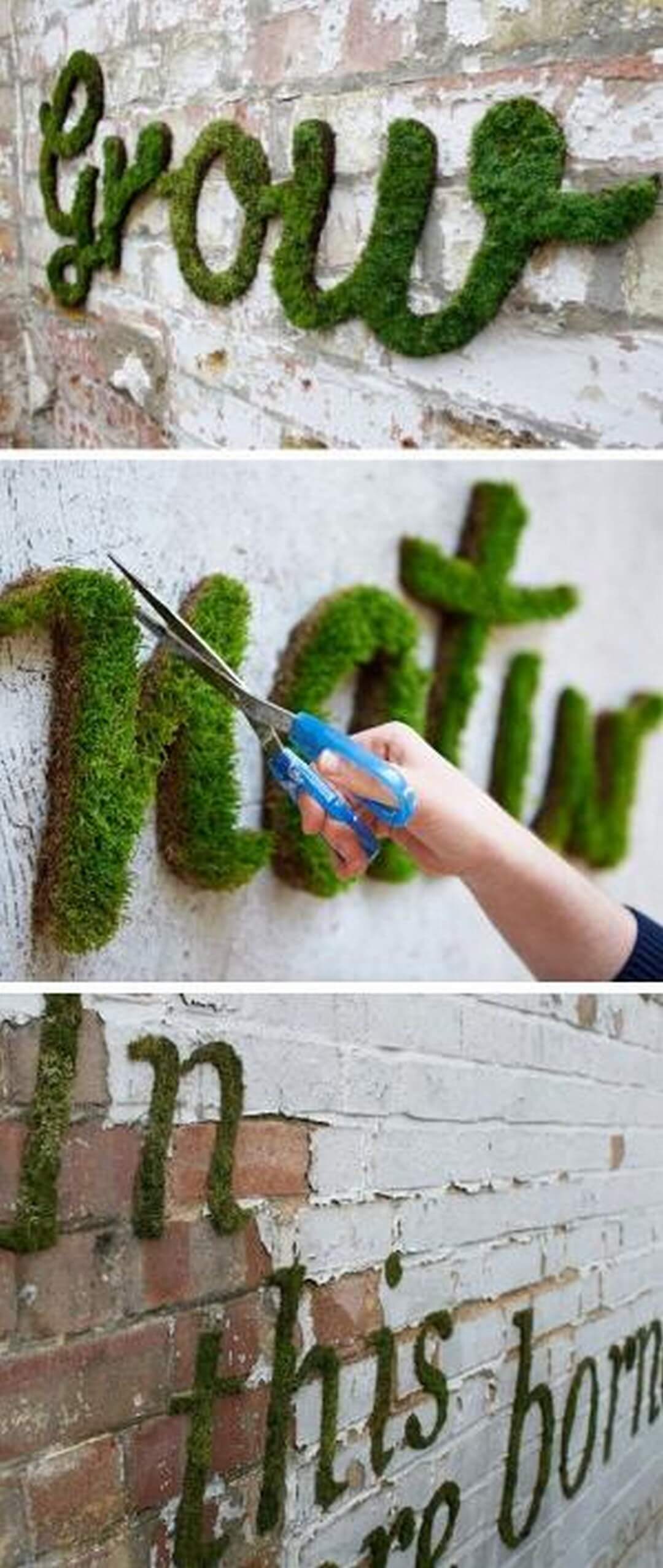 Unique Garden Sign Idea with Moss