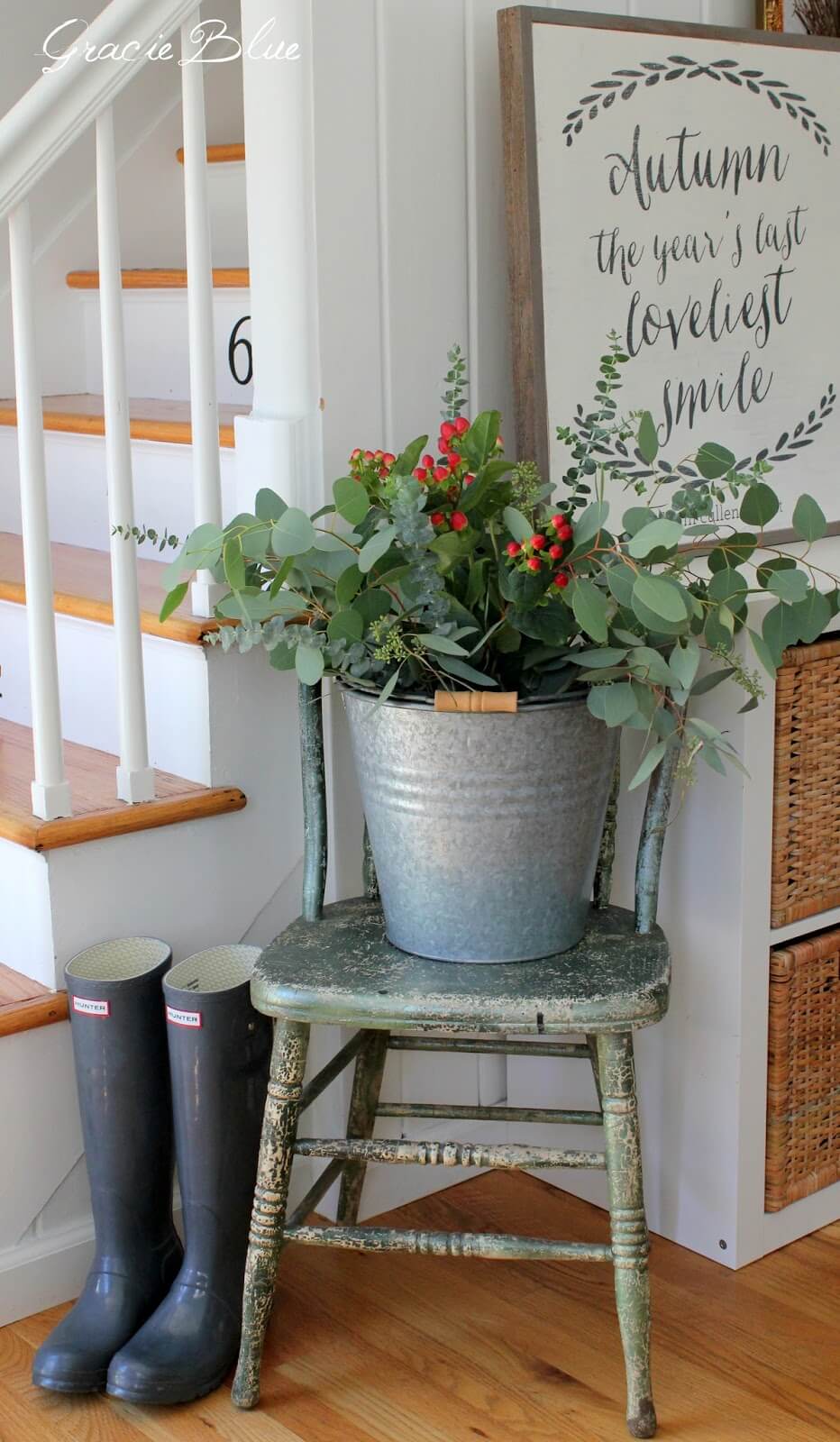 Galvanized Bucket on an Old Chair