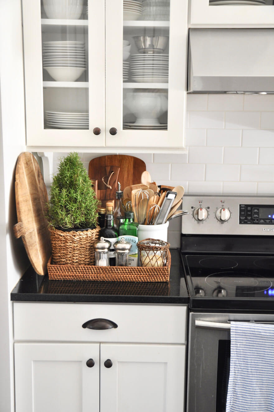 Woven Tray Accented with a Plant