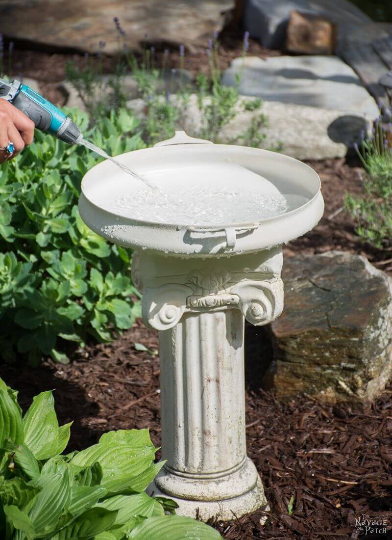 Upcycled Metal Dish on a Column