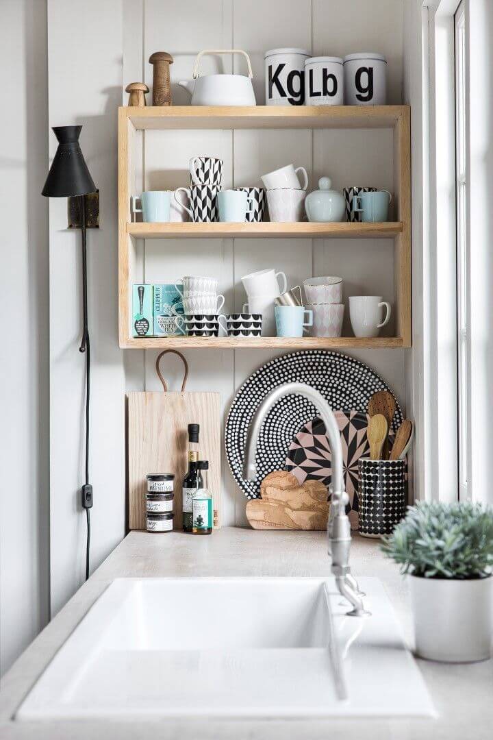 Simple Wall Shelving for Coffee Mugs