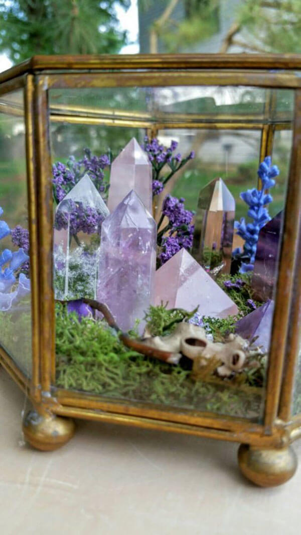 Quartz in Fairy Garden Terrarium