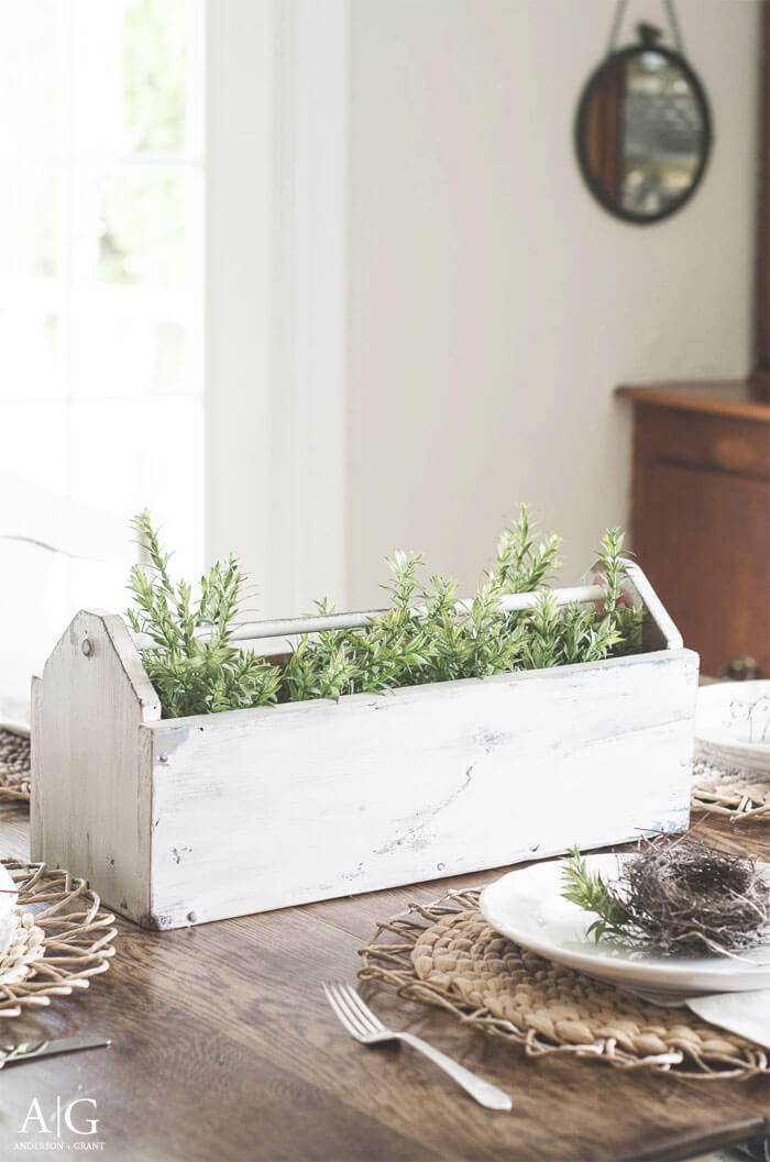 Wooden Plant Carrier with Greens Inside