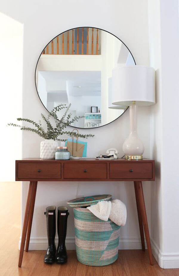 Circle Mirror Above Modish Table