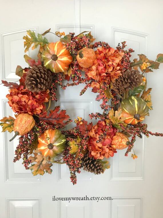 Handmade Fall Hydrangea Wreath