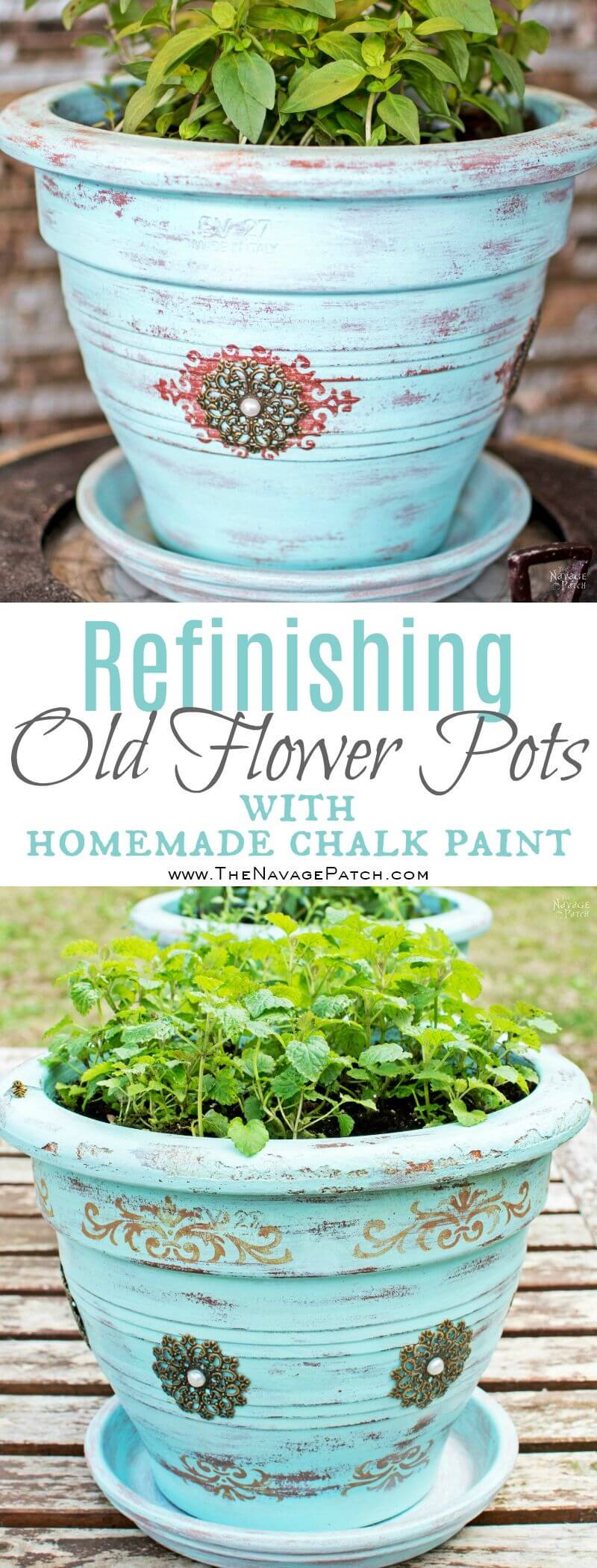 Chalk Paint Creates Antique Charm in Pots