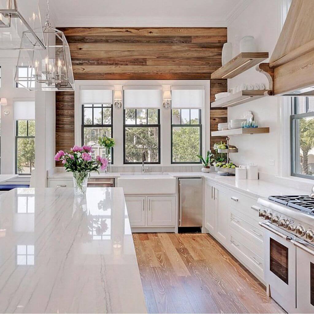 Three Windows Framed in Lofty Wood