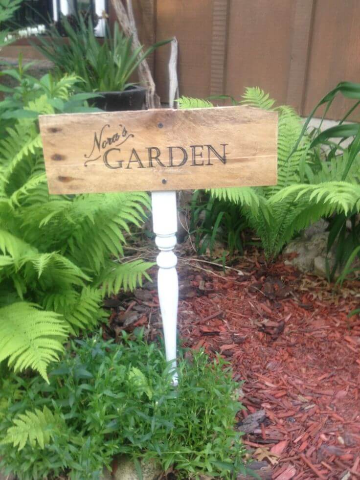 Scripted Sign on an Upcycled Table Leg