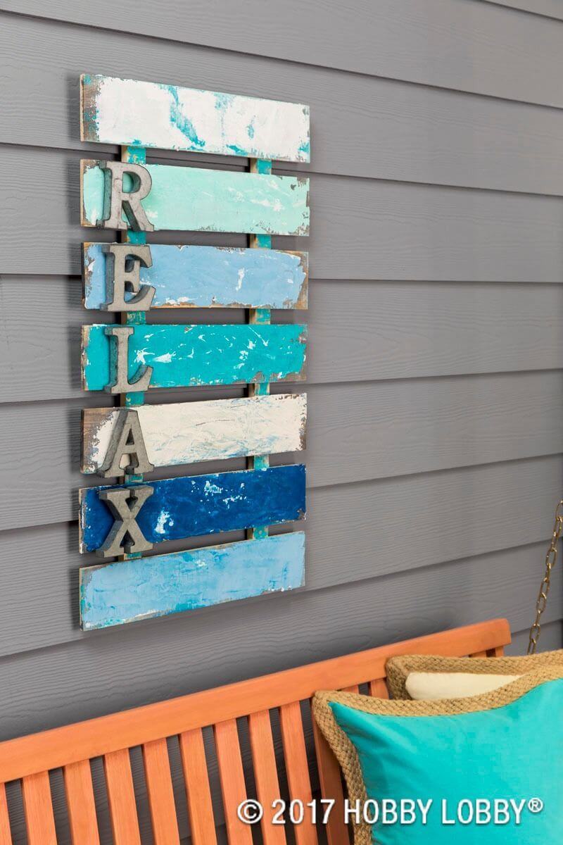 Pallet Style “Relax” Sign with Metal Letters