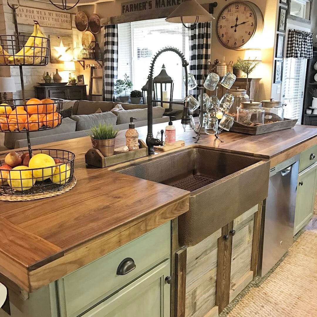 Copper Toned Sink in the Island