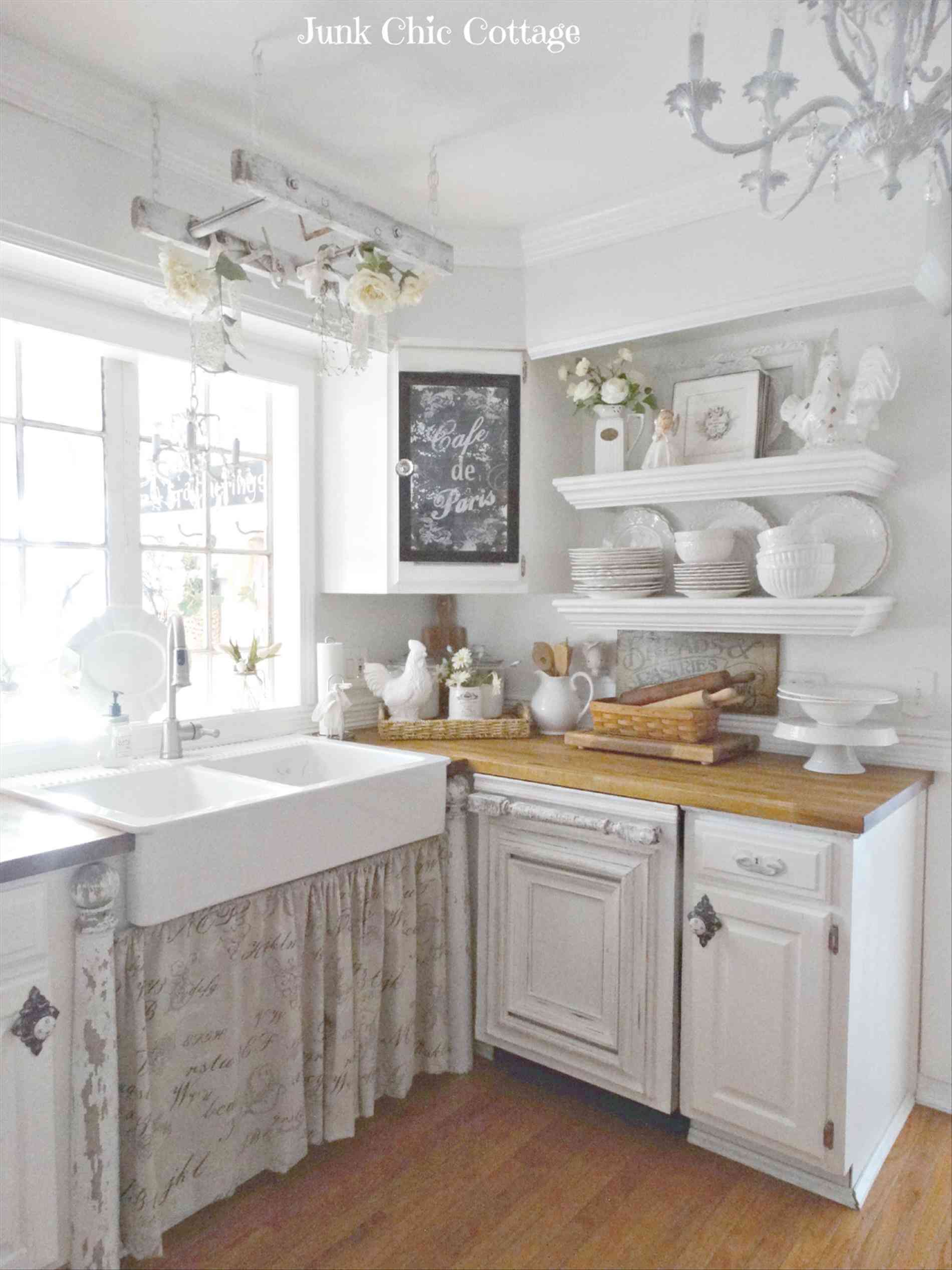 White Sink with Pretty Curtains