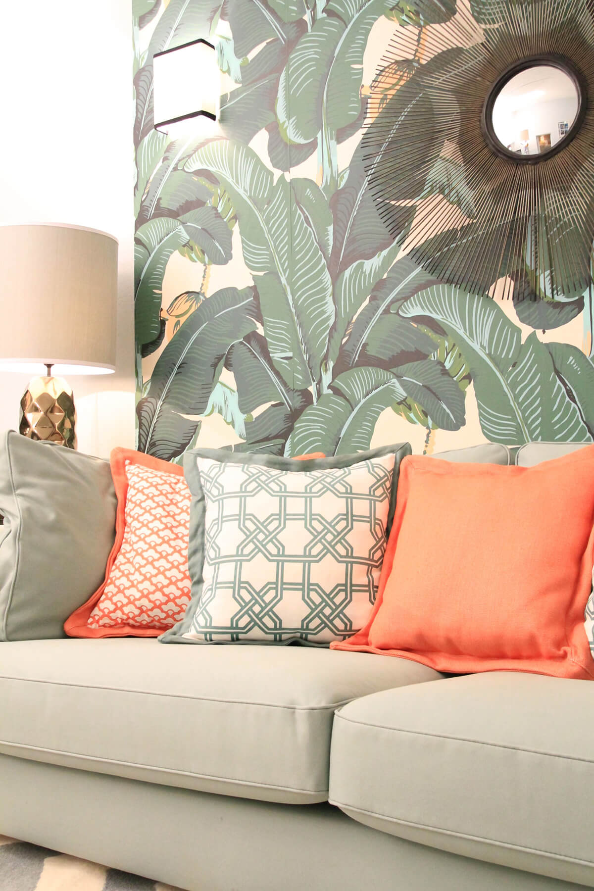 Banana Leaf Wallpaper and a Comfy Couch