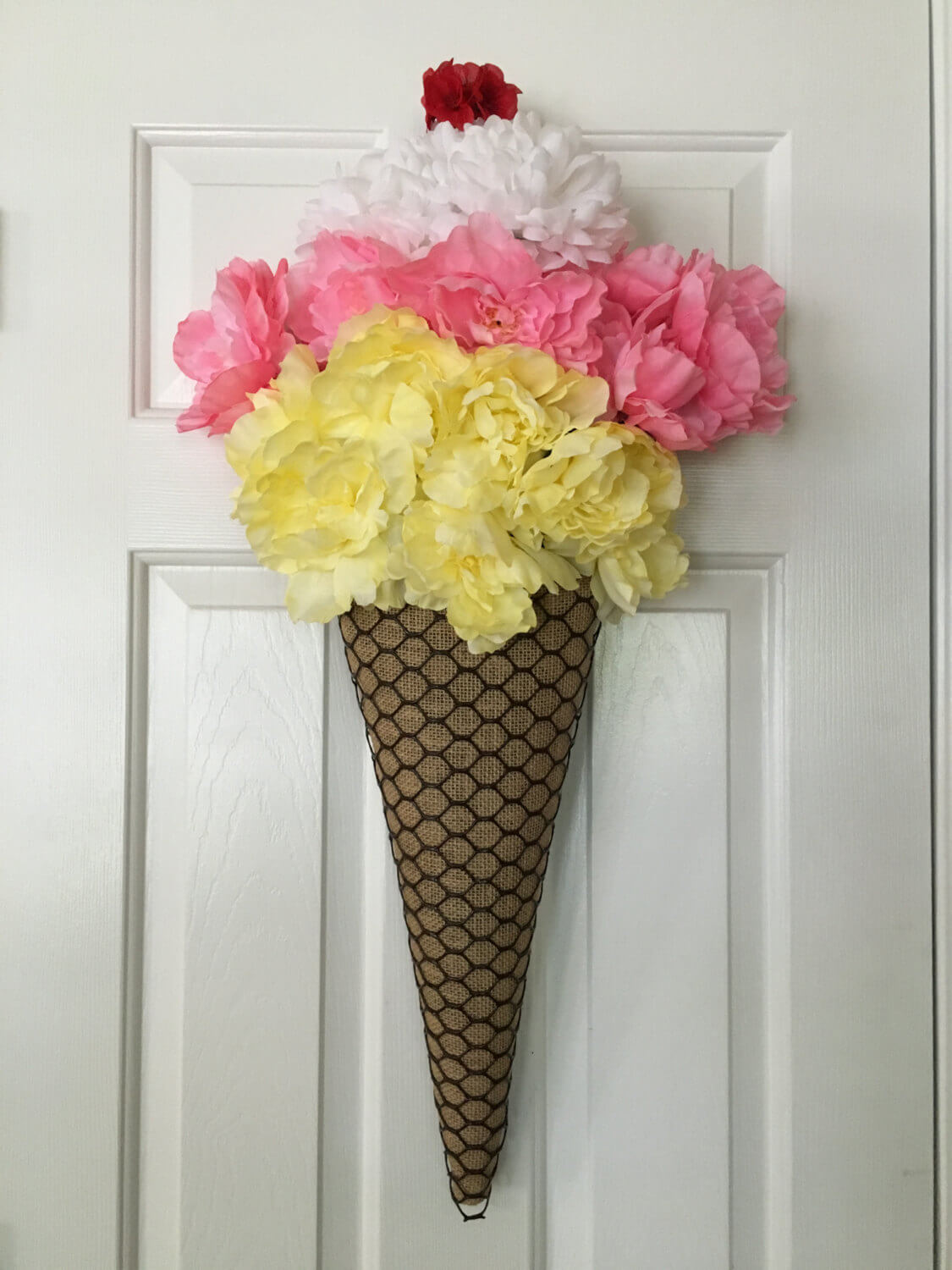 Funny Ice Cream Cone Wreath with Carnations