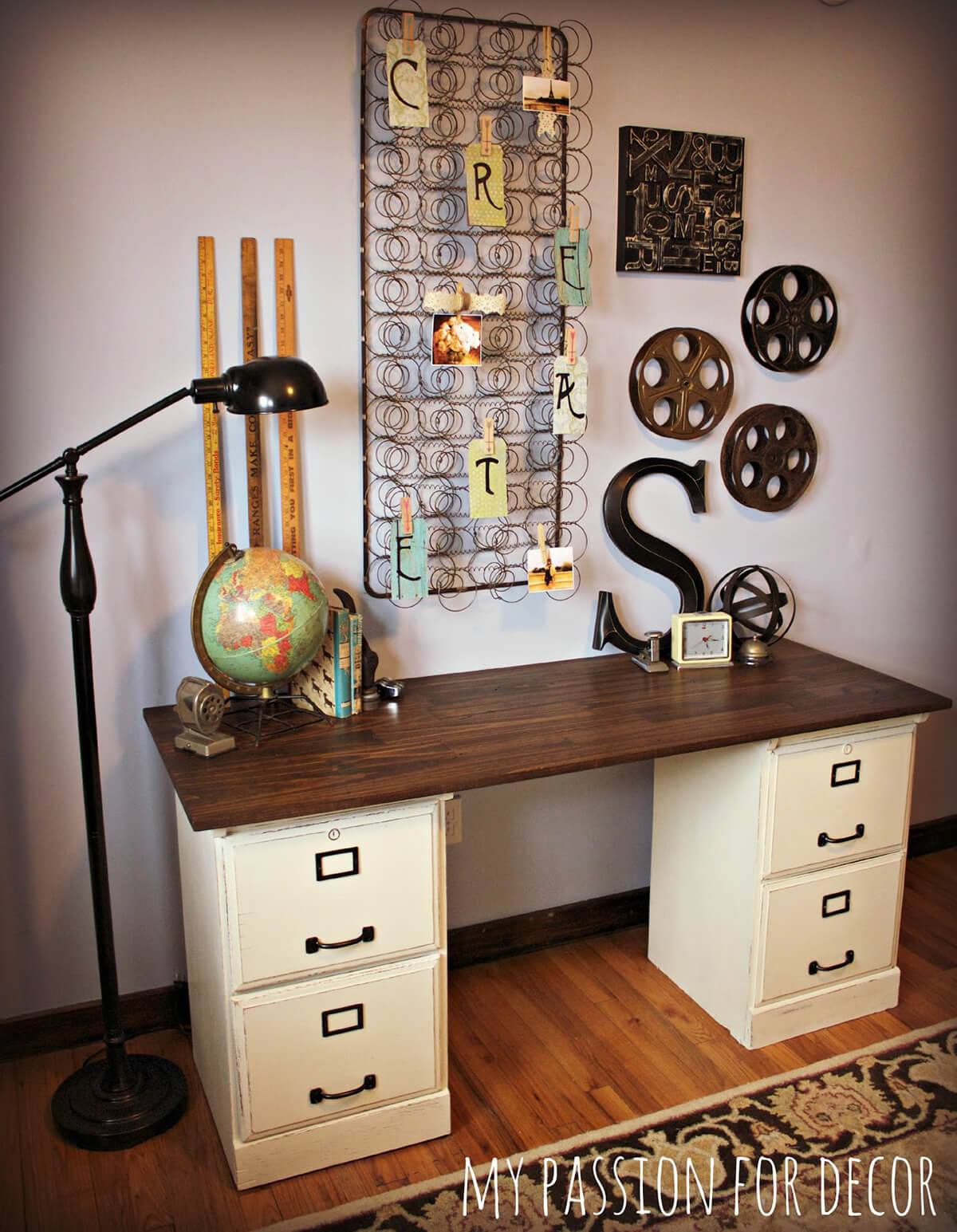 Simple Desk with File Cabinets and Top