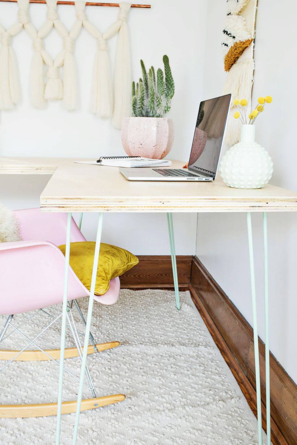 DIY Plywood Desk with Metal Legs