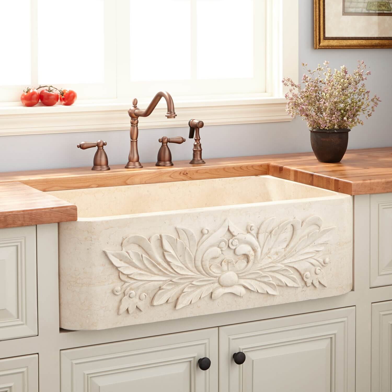 Ornately Carved Sink for your Farmhouse Kitchen