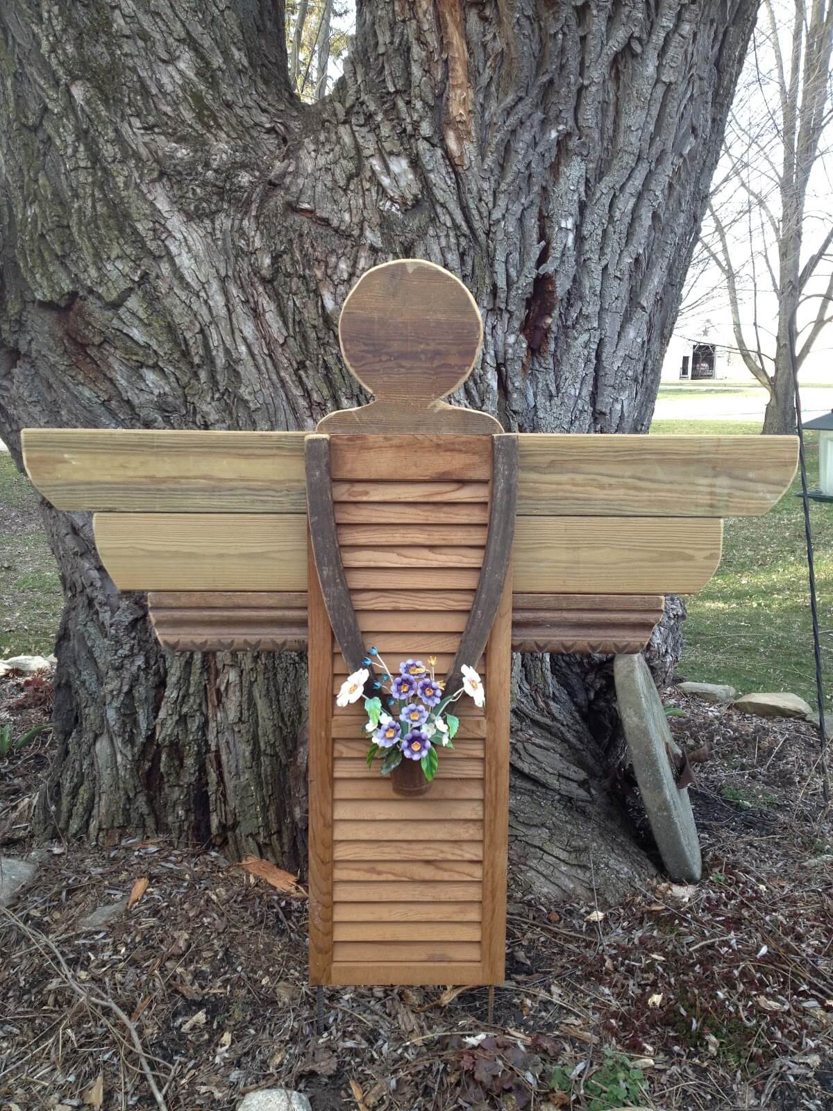 Angel Shutter with Reclaimed Wood