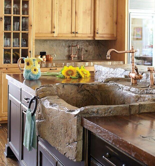 Rustic and Natural Looking Stone Sink