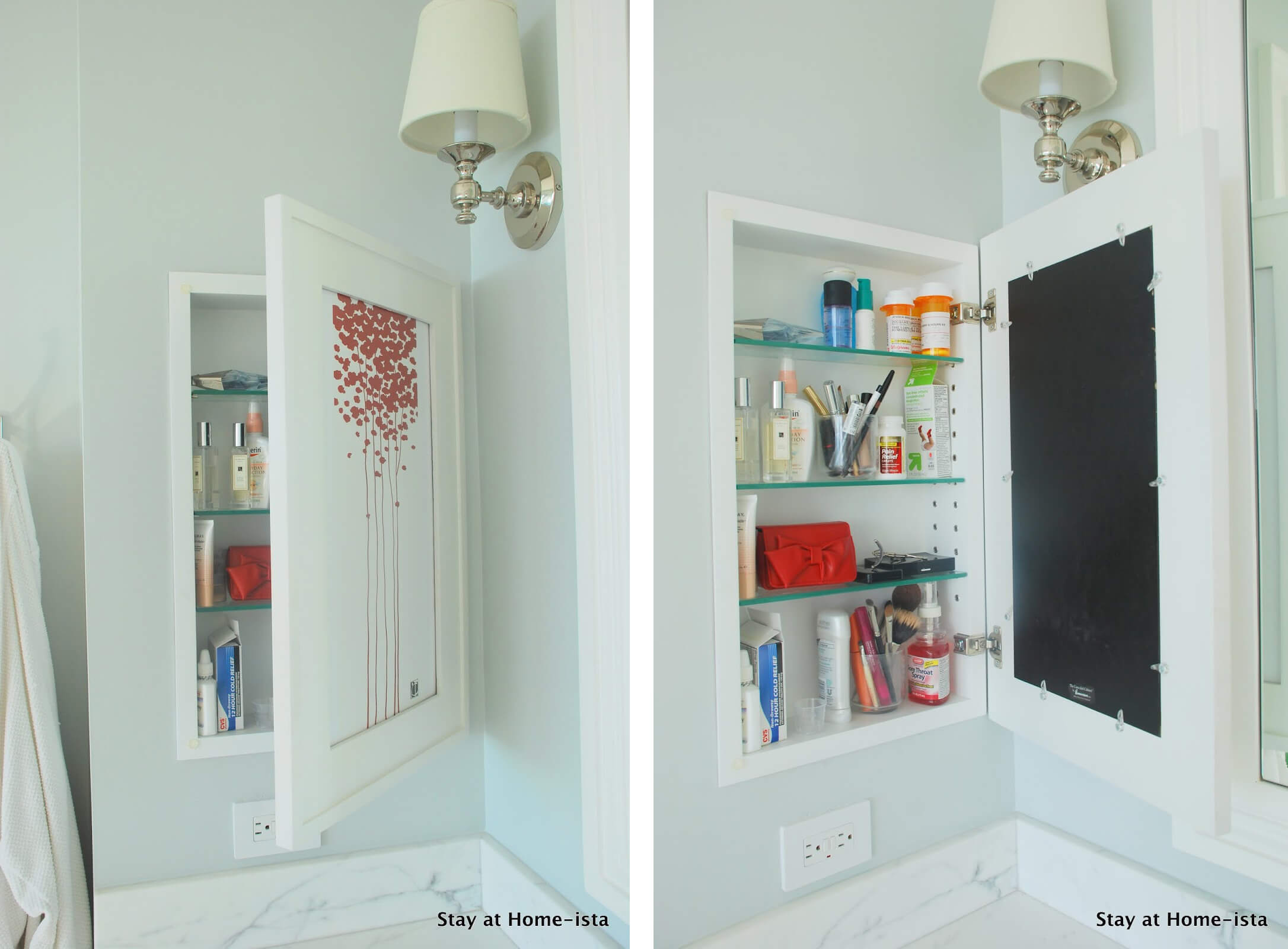 DIY Recessed Medicine Cabinet with Artwork Door