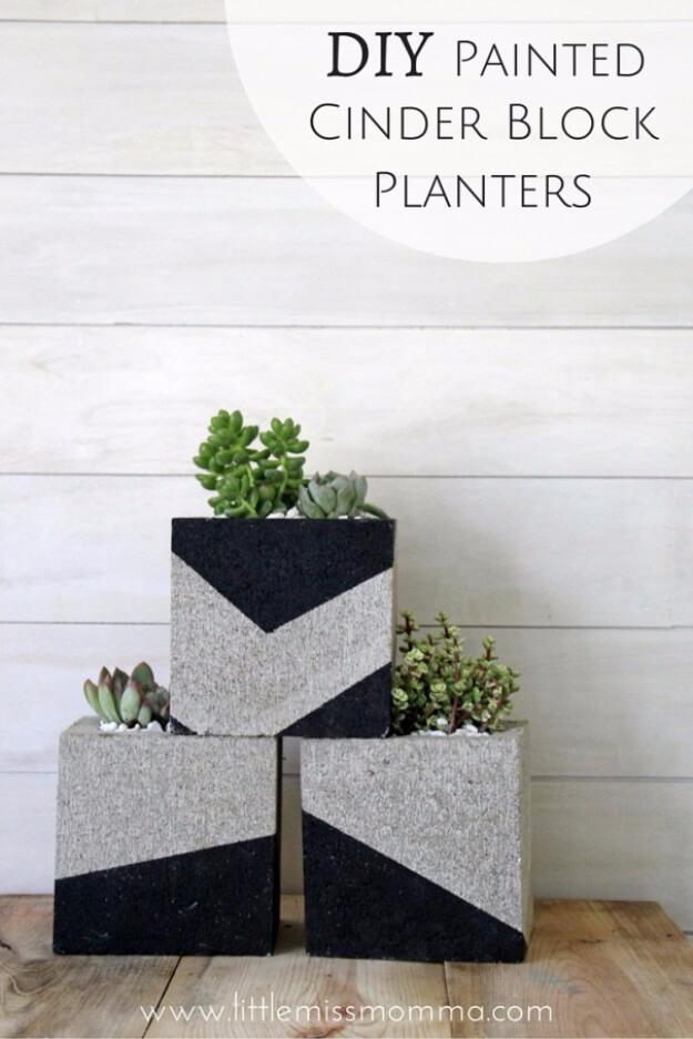 Industrial Look Cinder Blocks with Succulents