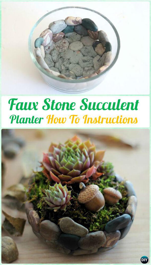 Create a Faux Stone Planter with Succulents