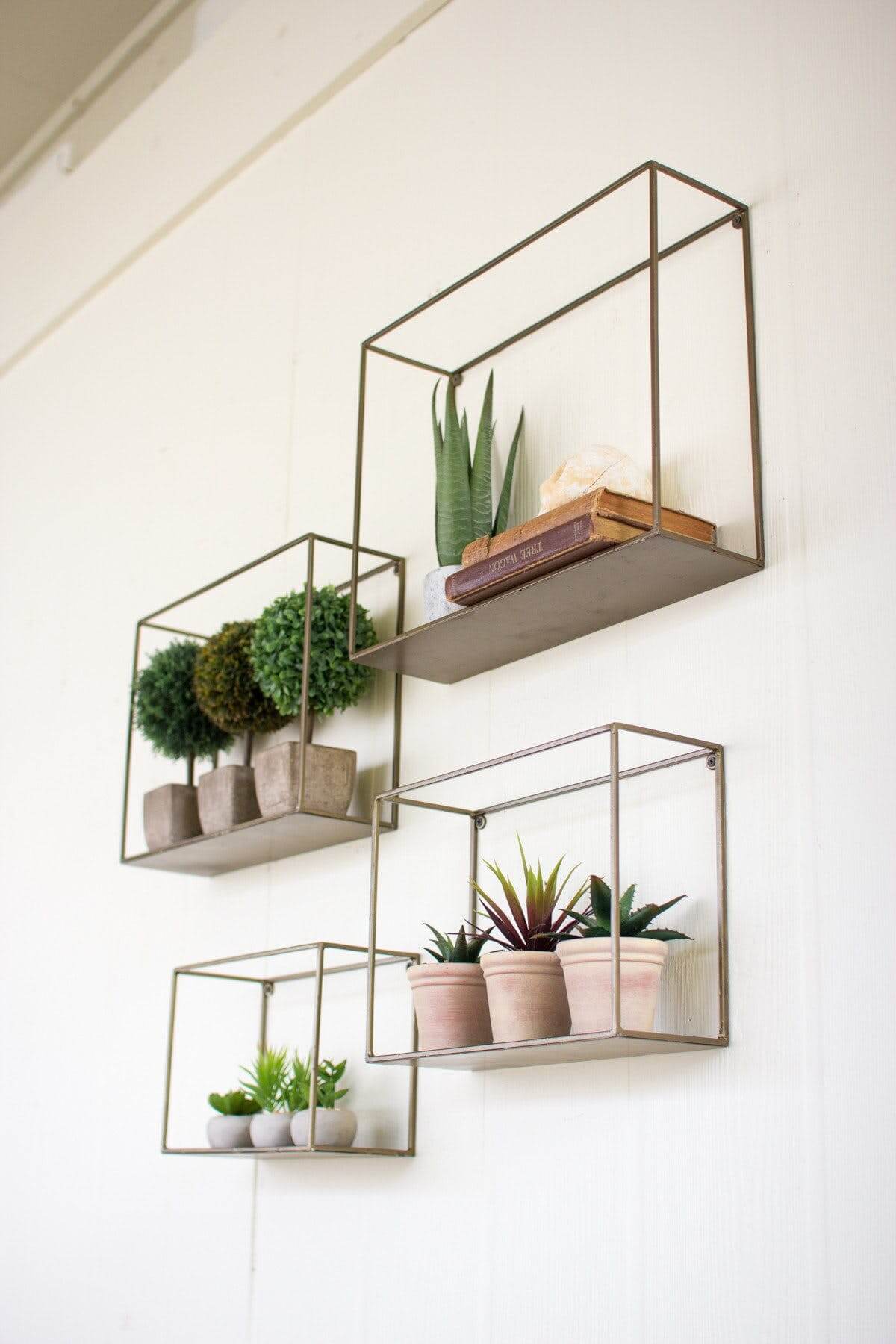 Understated Hanging Wall Shelving with Plants