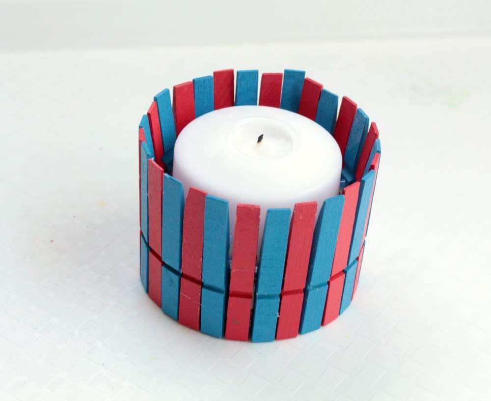 Unique Crafted Clothespin Candle Holder