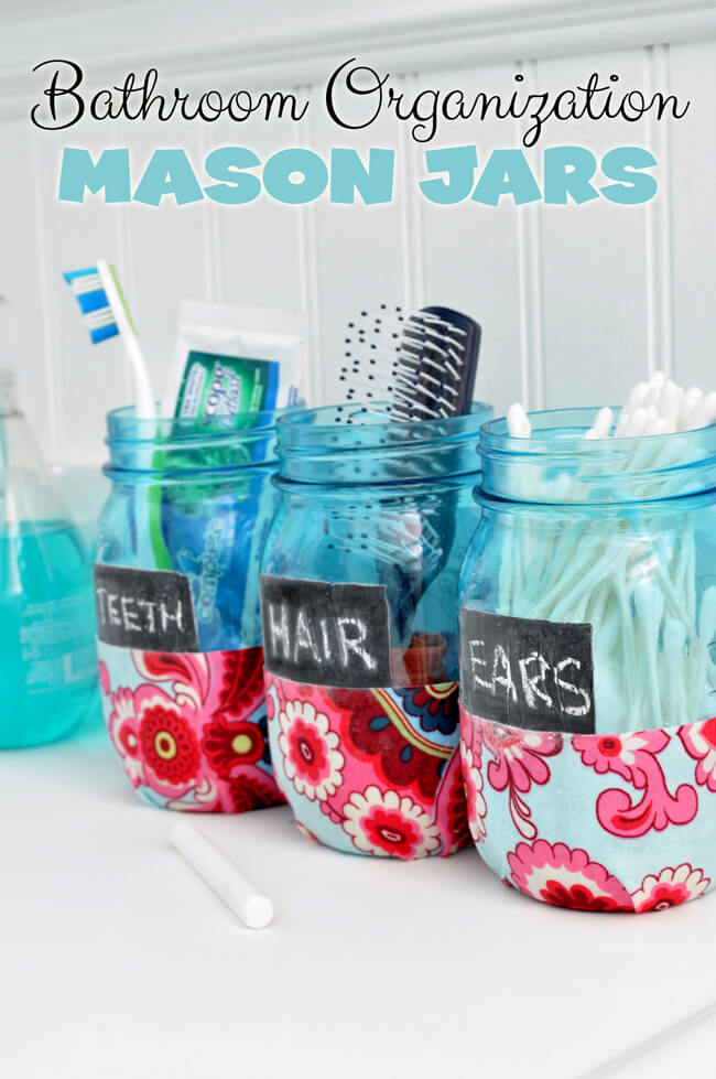 Mason Jar Toiletry Organizers with Chalkboard Labels