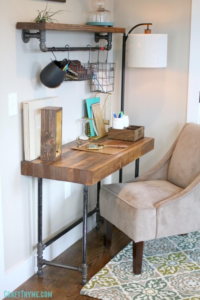 Organized Desk Area with Pipe Accents