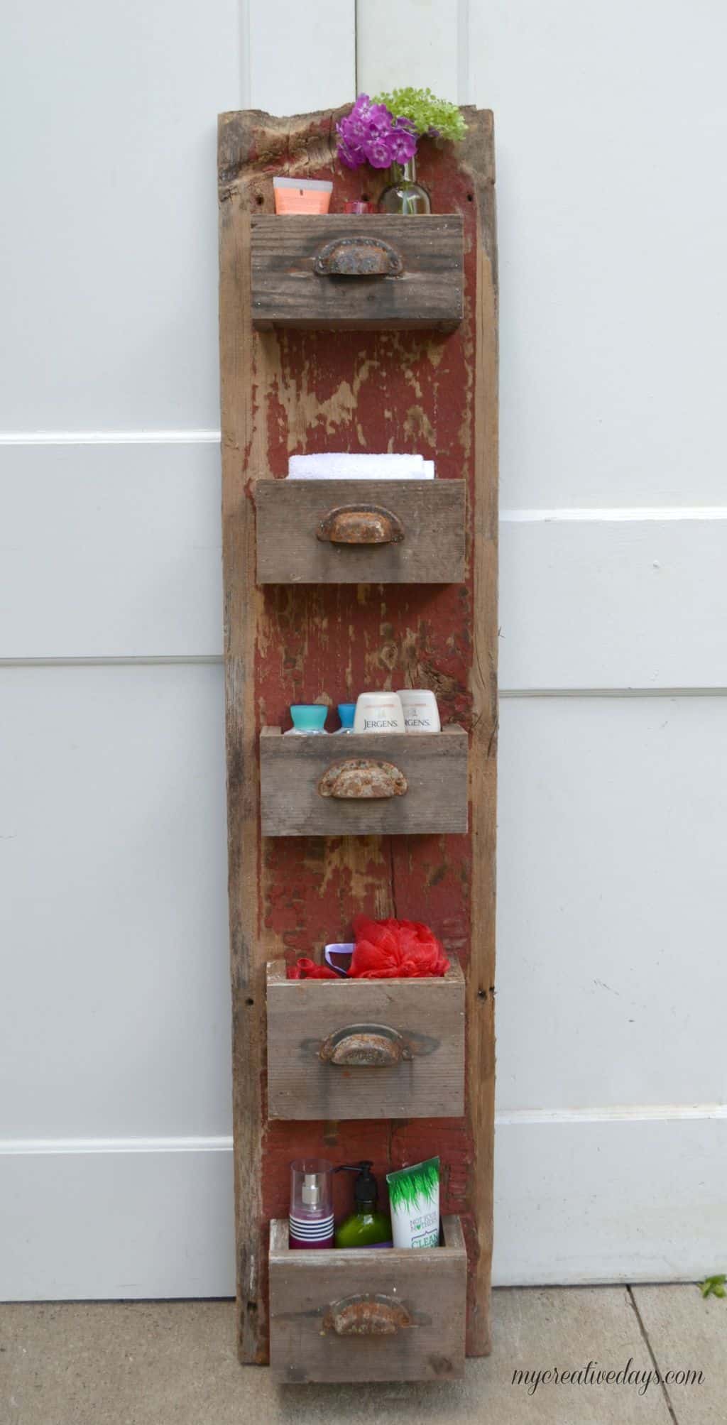 Repurposed Mini-Shelf Set from Vintage Drawers