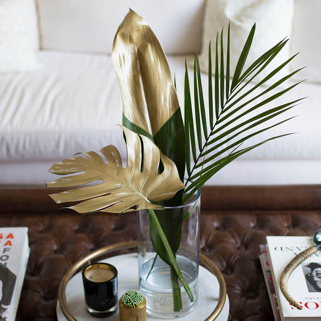 Dip Tropical Foliage in Gold Paint