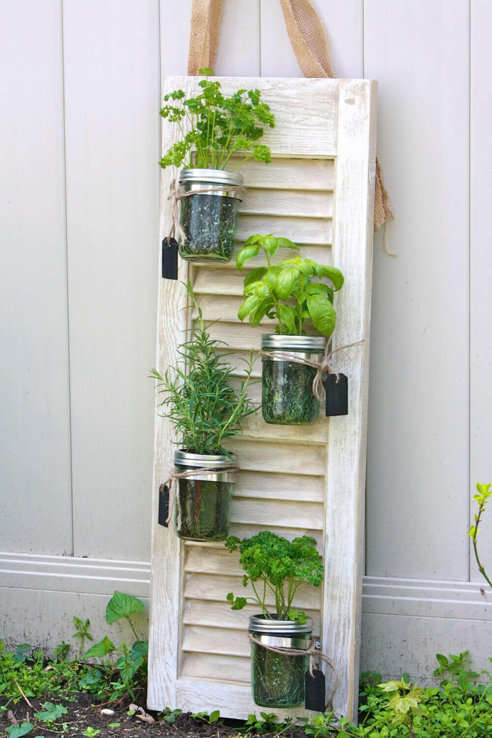 Handy Hanging Herb Garden on a Shutter