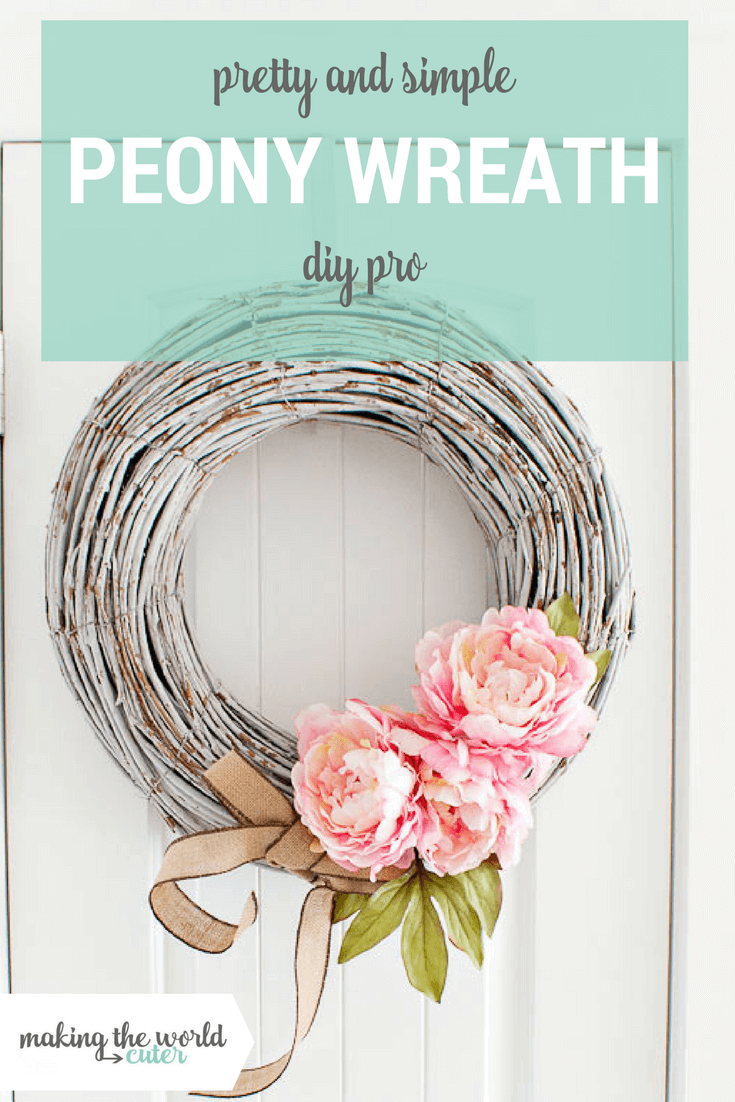 Understated Peony Wreath with Whitewashed Wood