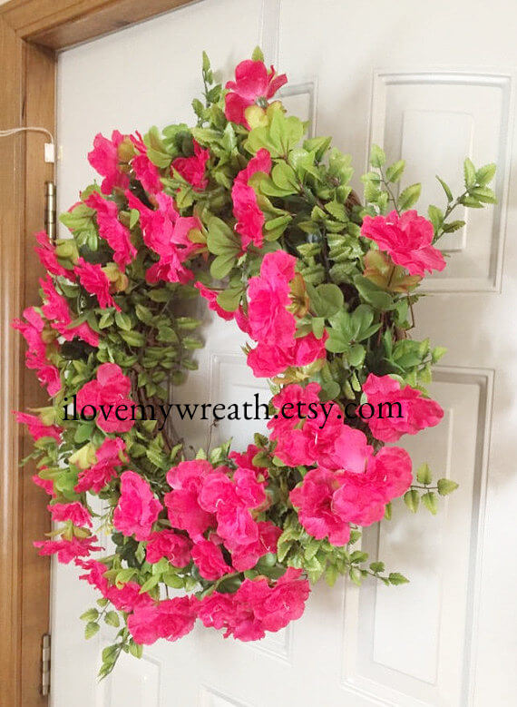 Add Warmth to Your Door with a Bright Azalea Wreath