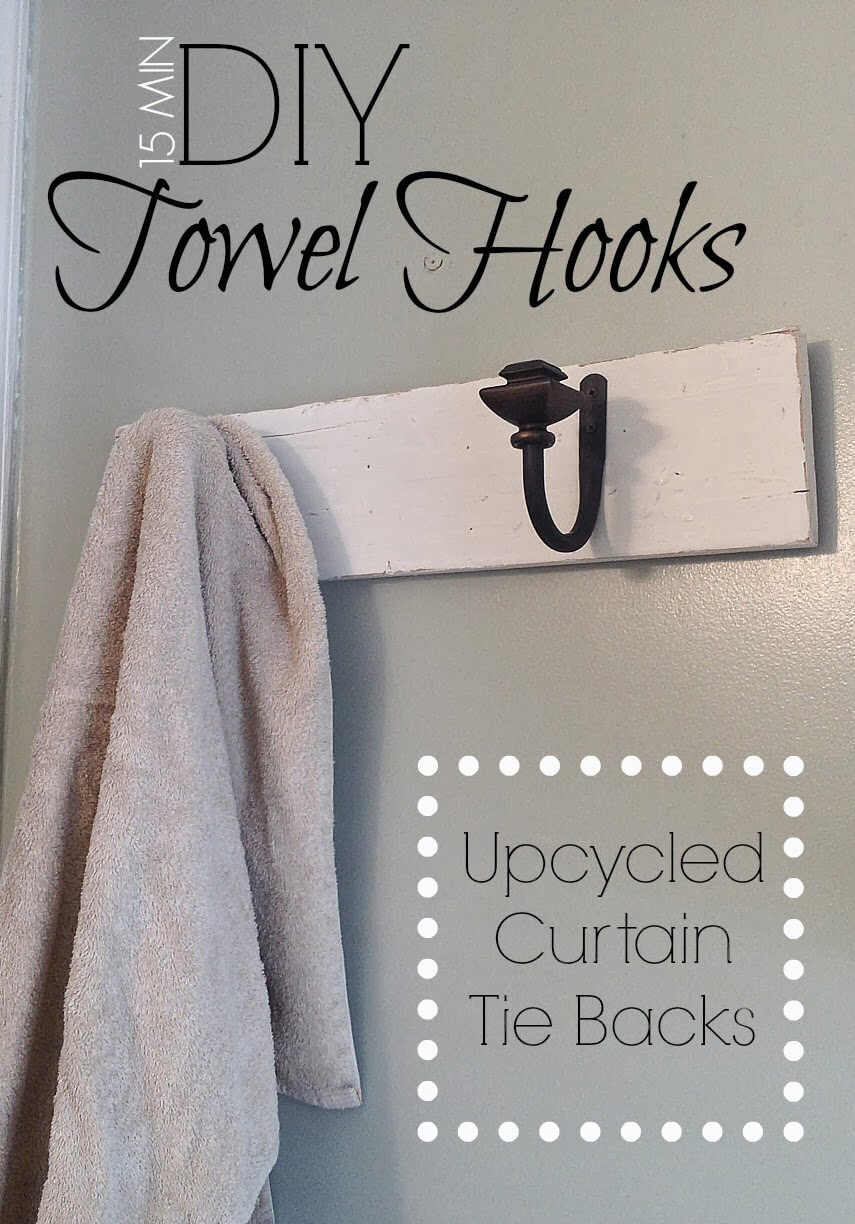 Upcycled Curtain Tie Backs to Towel Hooks