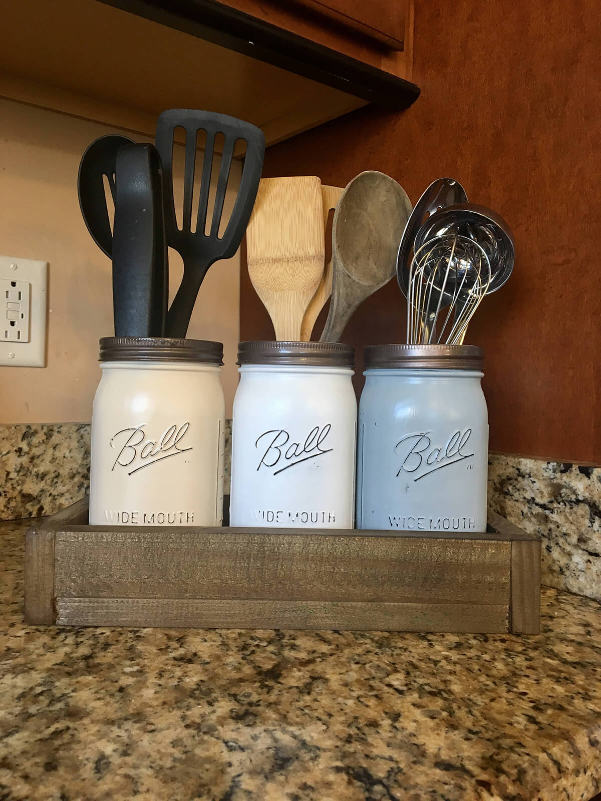 Organize Kitchen Utensils with Painted Jars