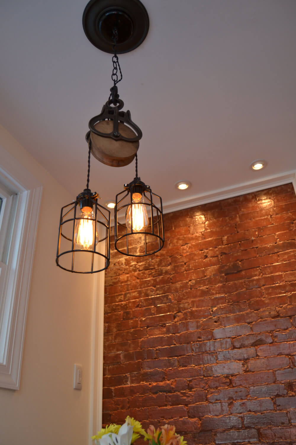 Barn Pulley Makes Perfect Hanging Lamp