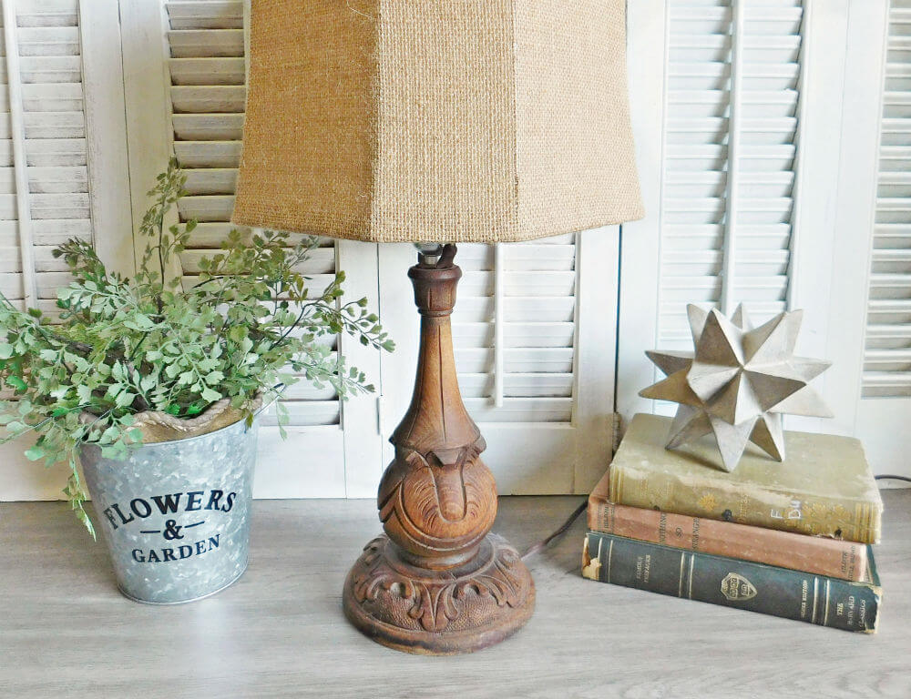 Intricately Carved Raw Wood Lamp Base