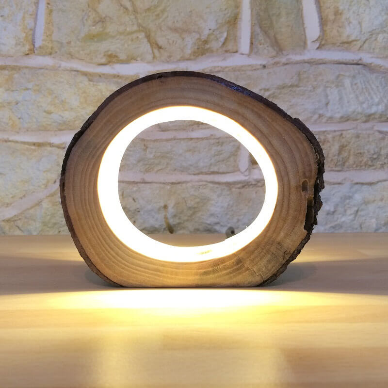 Real Hallowed Wooden LED Small Lamp