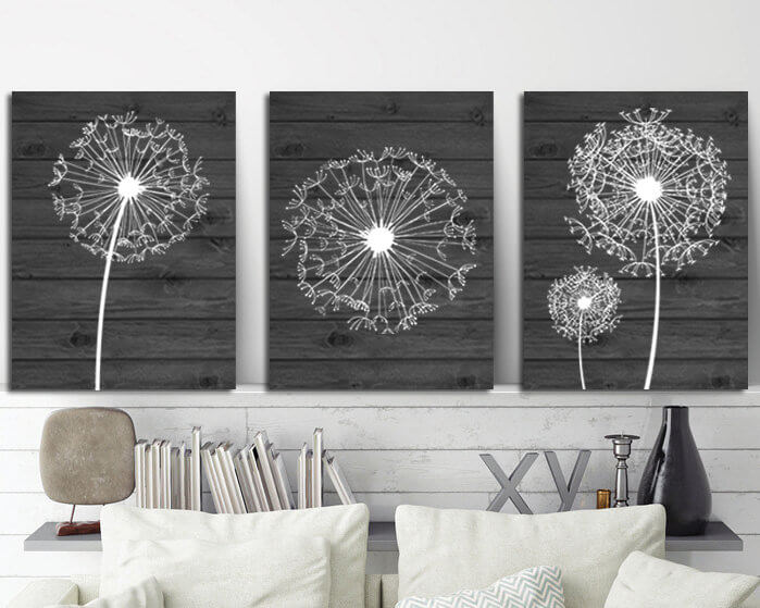 Dandelion Canvas Printed Gray-backed Wall Art