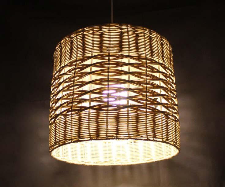 Two Different Weaves Light a Rattan Lamp